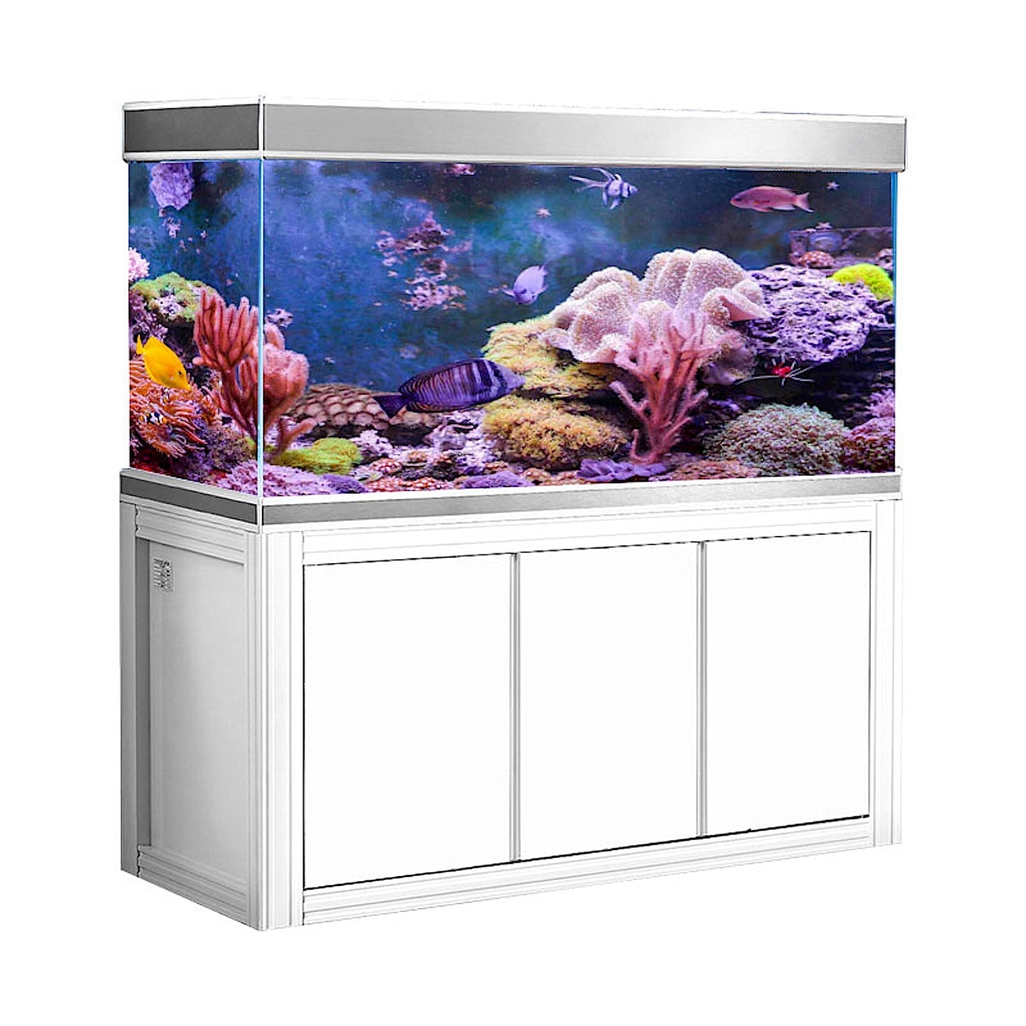 Aqua Dream 145 Gallon Tempered Glass Aquarium White and Silver - AD-1260-WS