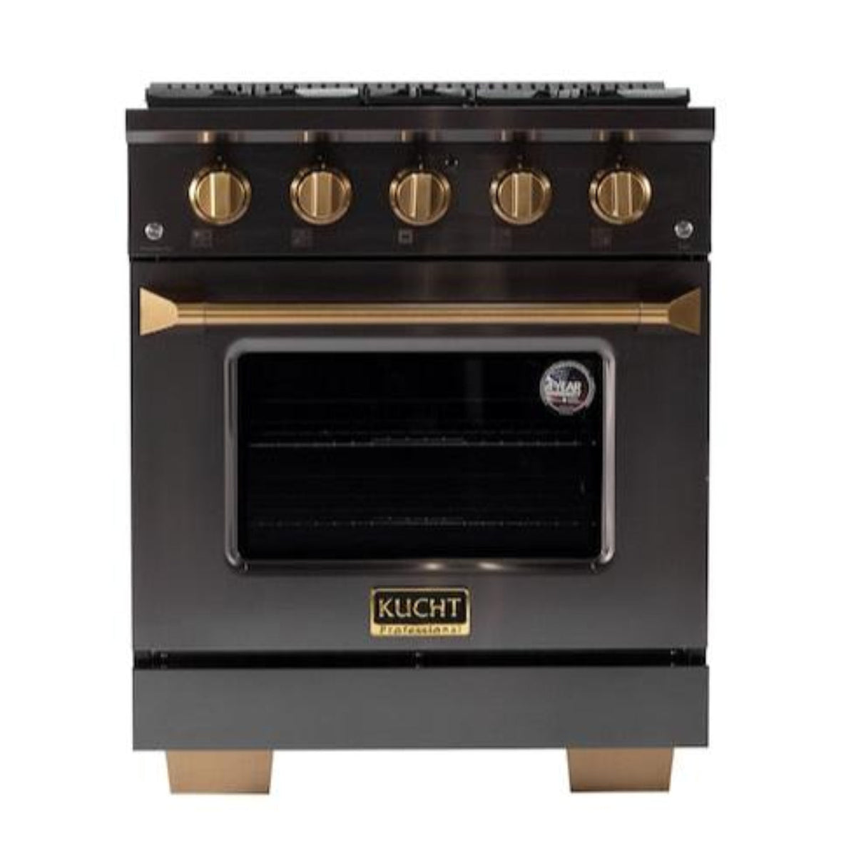 Kucht Gemstone Professional 30" 4.2 cu. ft. Dual Fuel Range in Titanium Stainless Steel with Gold Accent - KED304
