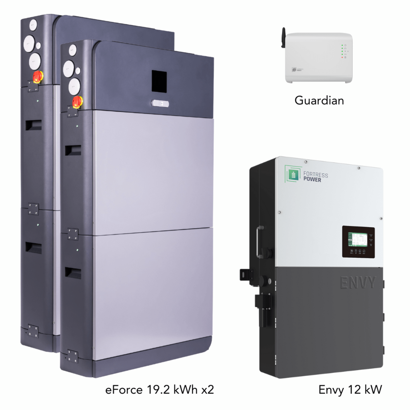 Aims Power Hybrid Power Kit | 12kW 120/240 Output 48VDC - 57.6kWh System Bundle | Envy12 Hybrid Inverter + 2 x eForce 28.8 Stackable Lithium Battery | Guardian Battery Monitor - Envy12+2*eForce28.8+Guardian