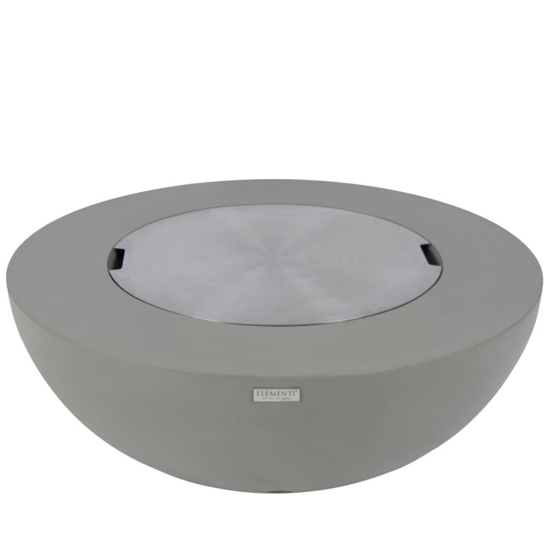 Elementi Lunar Fire Bowl Light Gray with Stainless Steel Lid