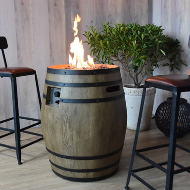 Elementi Napa Barrel Fire Table with Flame