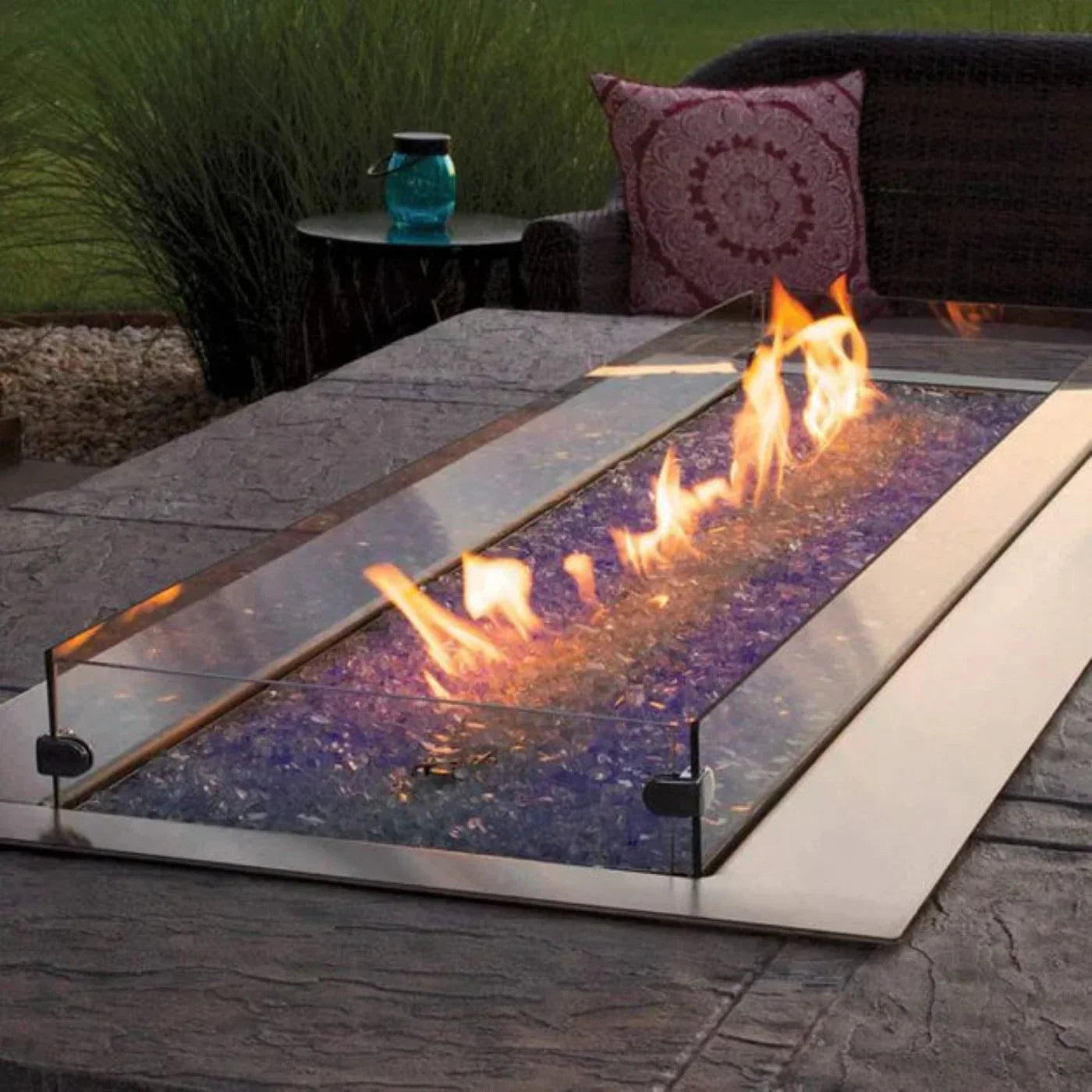 Tall Wind Deflector Glass for Carol Rose 48" Linear Fire Pit - WG484LT