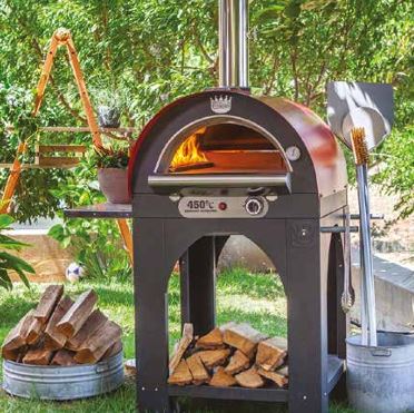 Clementi Pulcinella Wood-Burning Pizza Oven while cooking