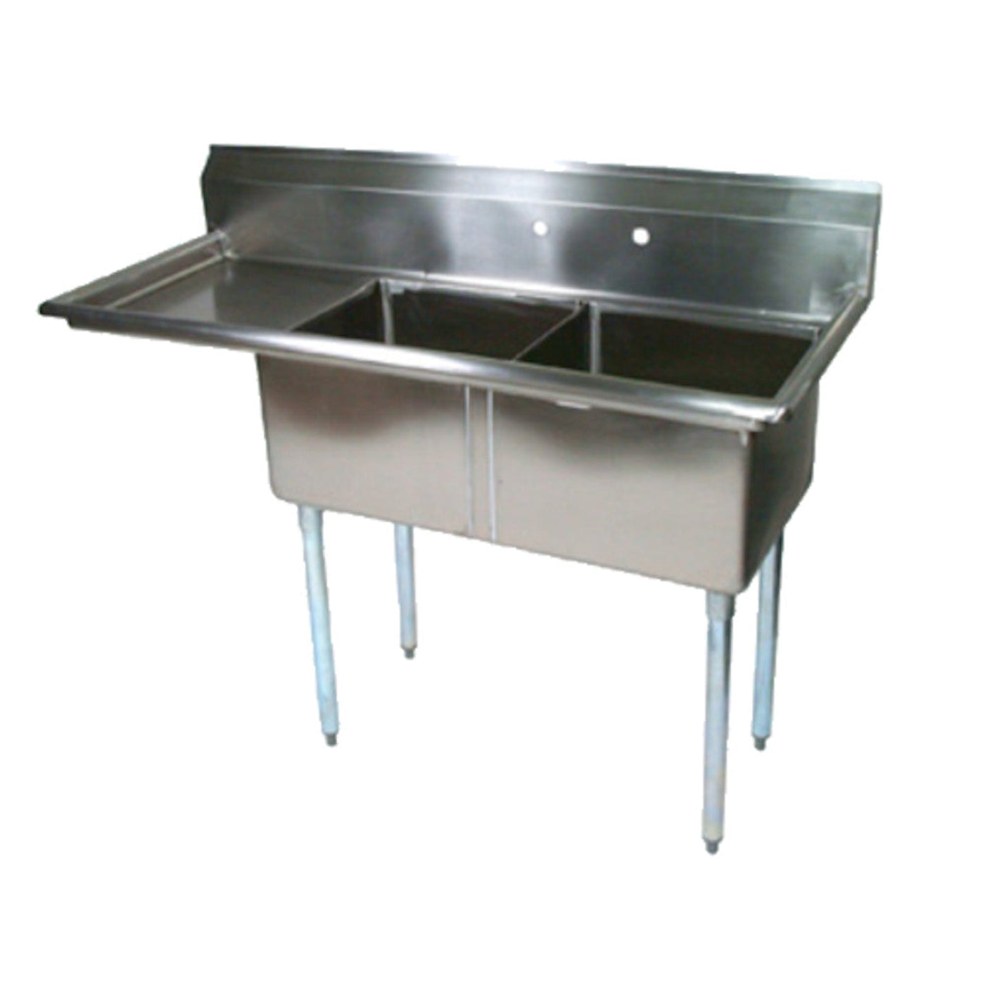 John Boos E2S8-24-14L24 Two-Compartment E-Series Sink with 24" Left Drainboard - JBE2S82414L24