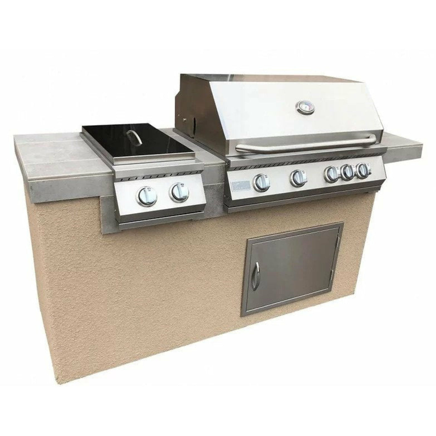 KoKoMo Antigua 6' BBQ Island Built In BBQ Grill Side Burner and Bar on one Side - ANTIGUA