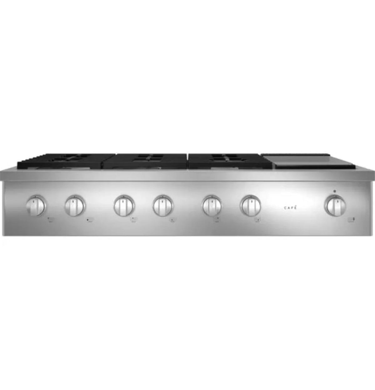 CAFE CGU486P2TS1 CAFé48" Commercial-Style Gas Rangetop with 6 Burners and Integrated Griddle (Natural Gas) in Stainless Steel - CGU486P2TS1