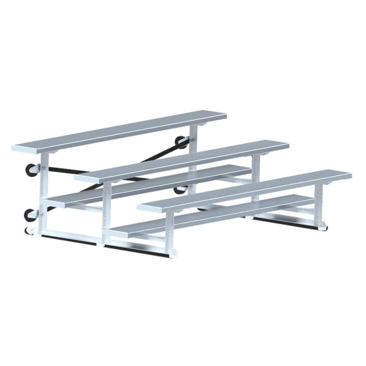 Jaypro Indoor Bleacher - 7-1/2 ft. (3 Row - Single Foot Plank) - Tip & Roll - BLCH-375TRG