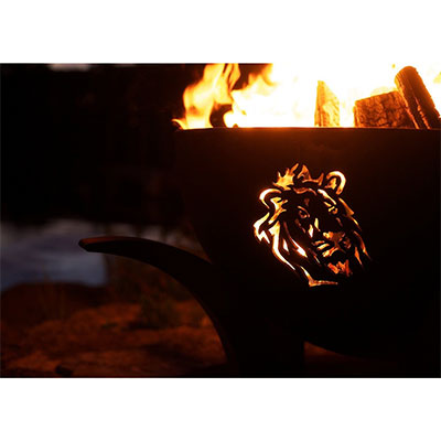  Africa's Big Five Fire Pit Lion with Fire