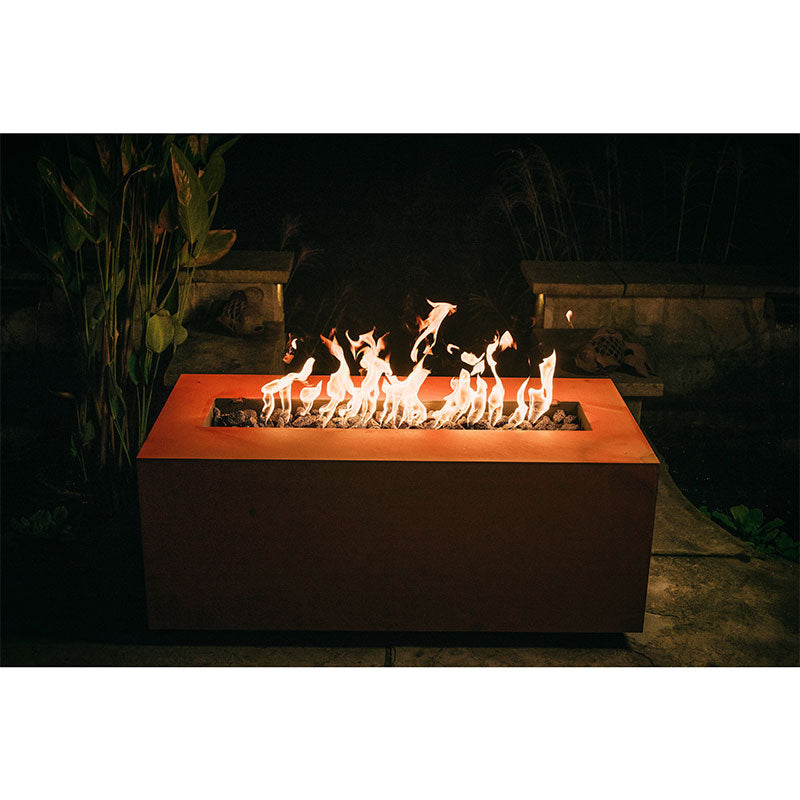 Linear 48 Fire Pit by Fire Pit Art - Burning at Night