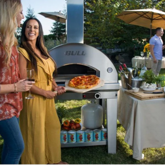Bull Gas Pizza Oven in yard party