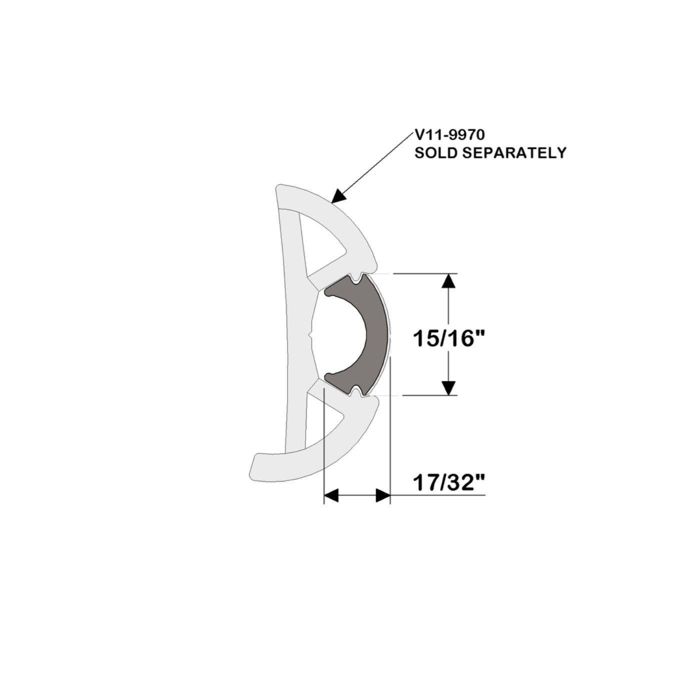 TACO Marine Arctic White Flex Chrome Rub Rail 15/16" X 17/32" X 100'- V12-9980WHA100