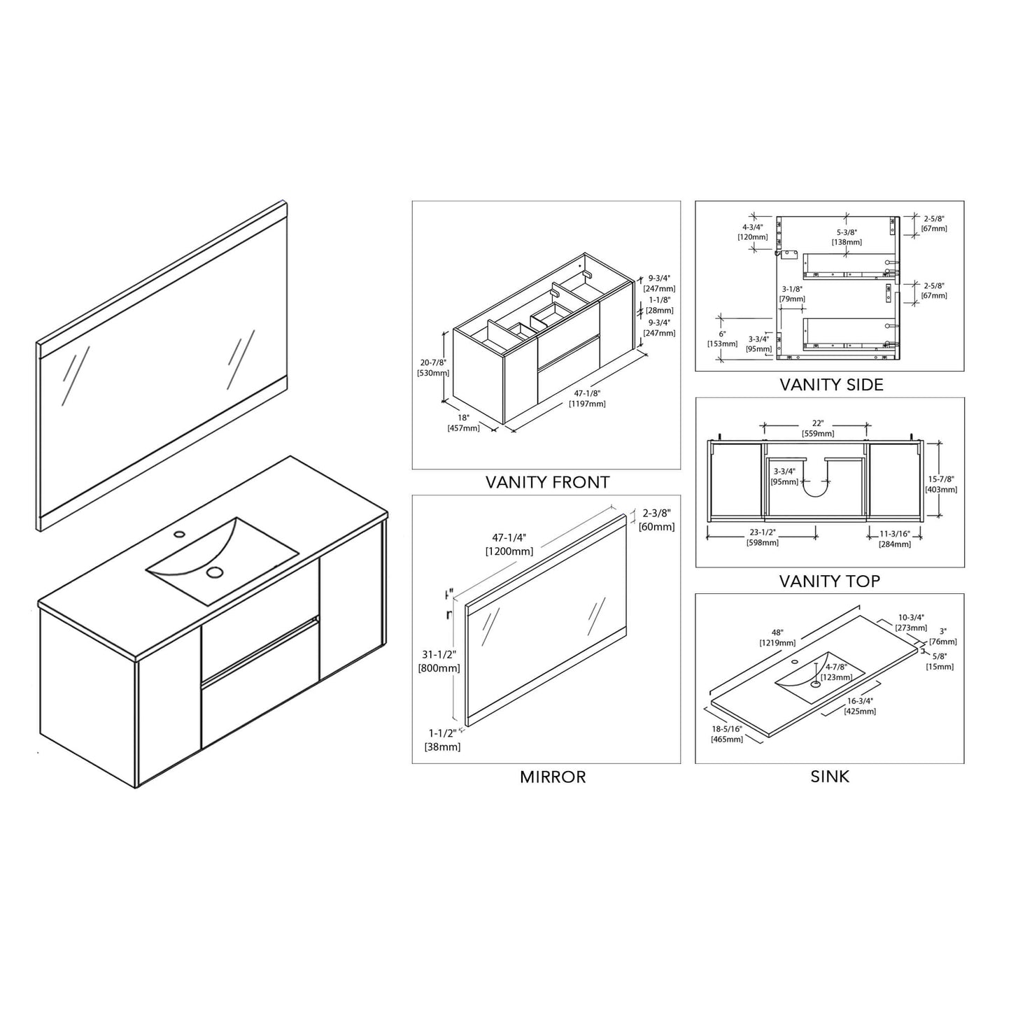 Blossom Valencia 48 Inch Bathroom Single Vanity - V8016 48 01S