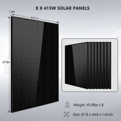 SunGold Off-Grid Solar Kit | 6500W/8000W 48VDC 120V/240V | LiFePO4 10.24KWH/20.48KWH Lithium Battery | 3320W Solar PV