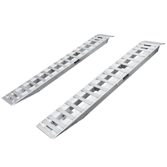 7' 10" L X 15" W Aluminum Car Trailer Ramps, Plate End, Knife Foot - 5,000 lb. Per Axle