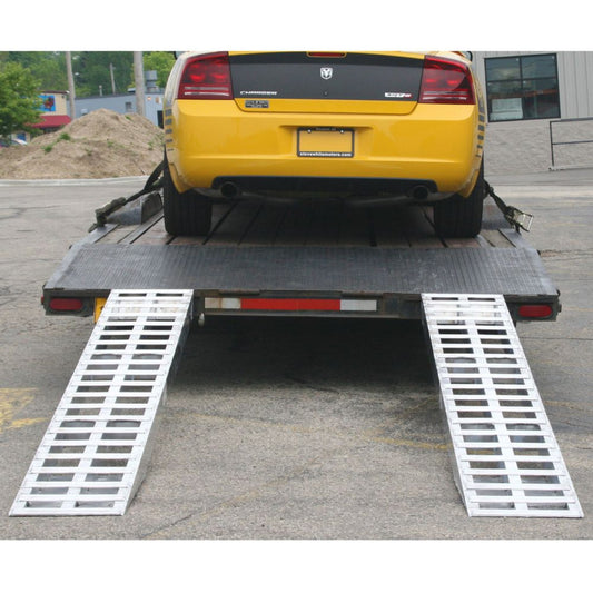 7' 10" L X 15" W Aluminum Car Trailer Ramps, Plate End, Knife Foot - 5,000 lb. Per Axle