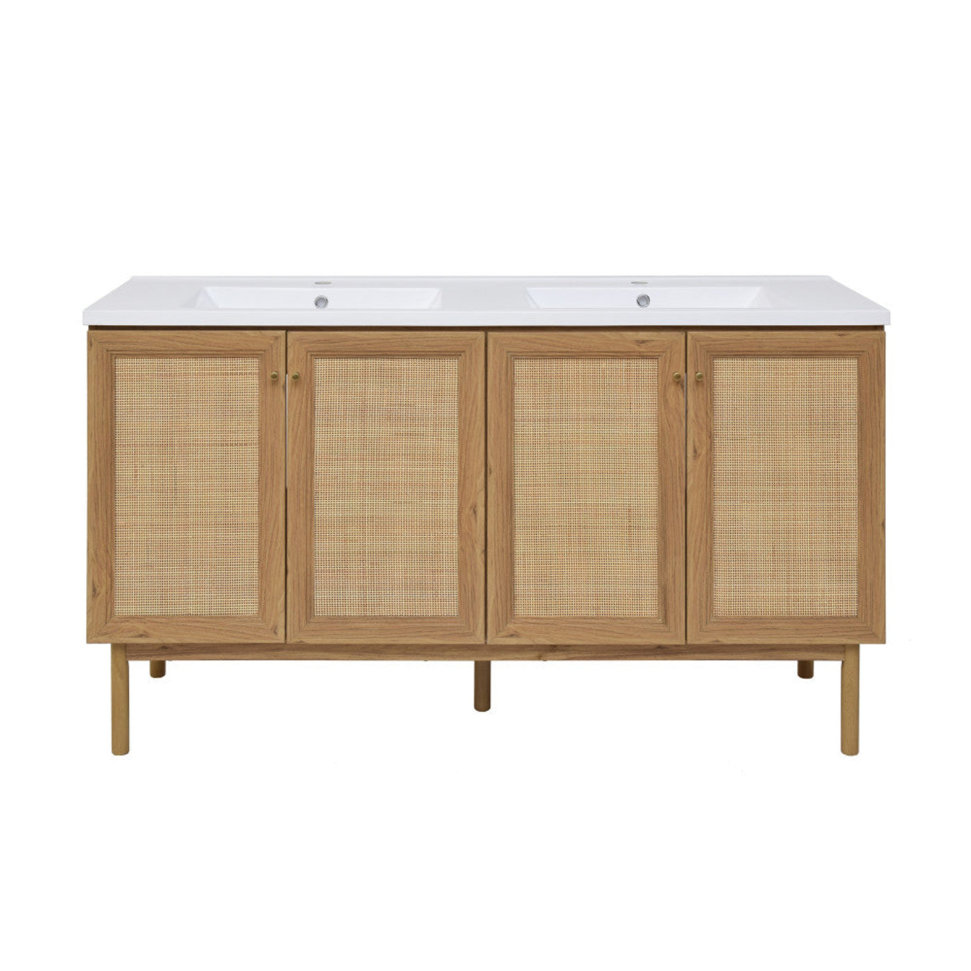 Swiss Madison Classe 60" Freestanding Bathroom Vanity in Golden Oak with Double Basin Sink Top - SM-BV666