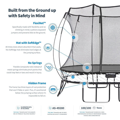 Springfree Outdoor 8 x 13 Ft Trampoline, Enclosure, Hoop Game, and Step Ladder - 215870
