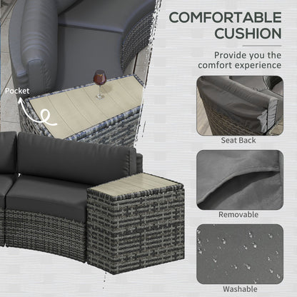 Outsunny 8PC Outdoor Conversation Set w/ 4 Rattan Sofa Chairs, 4 Tables & Umbrella Hole, Mixed Gray - 860-310V00GY