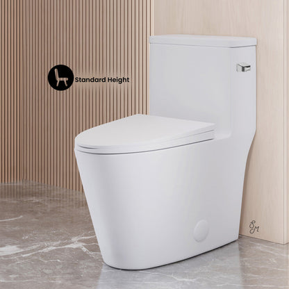 Swiss Madison Dreux One-Piece 12" Rough-in 1.28 GPF Right Flush Elongated Toilet in Glossy White - SM-1T4108GW