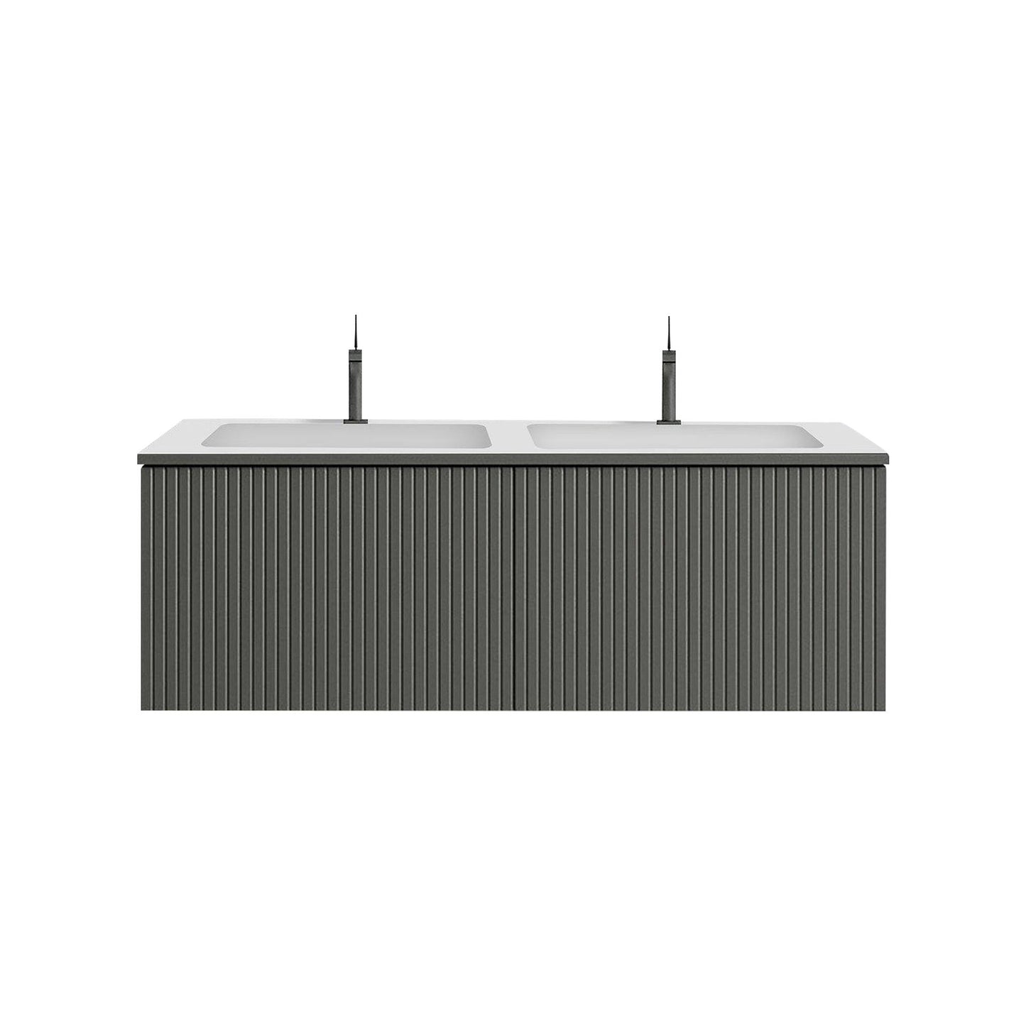 48" Heather Grey Finish Wall Mount Bath Vanity with Linen Cabinet Option Made in Spain