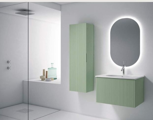 48" Lime Finish Wall Mount Bath Vanity with Linen Cabinet Option Made in Spain