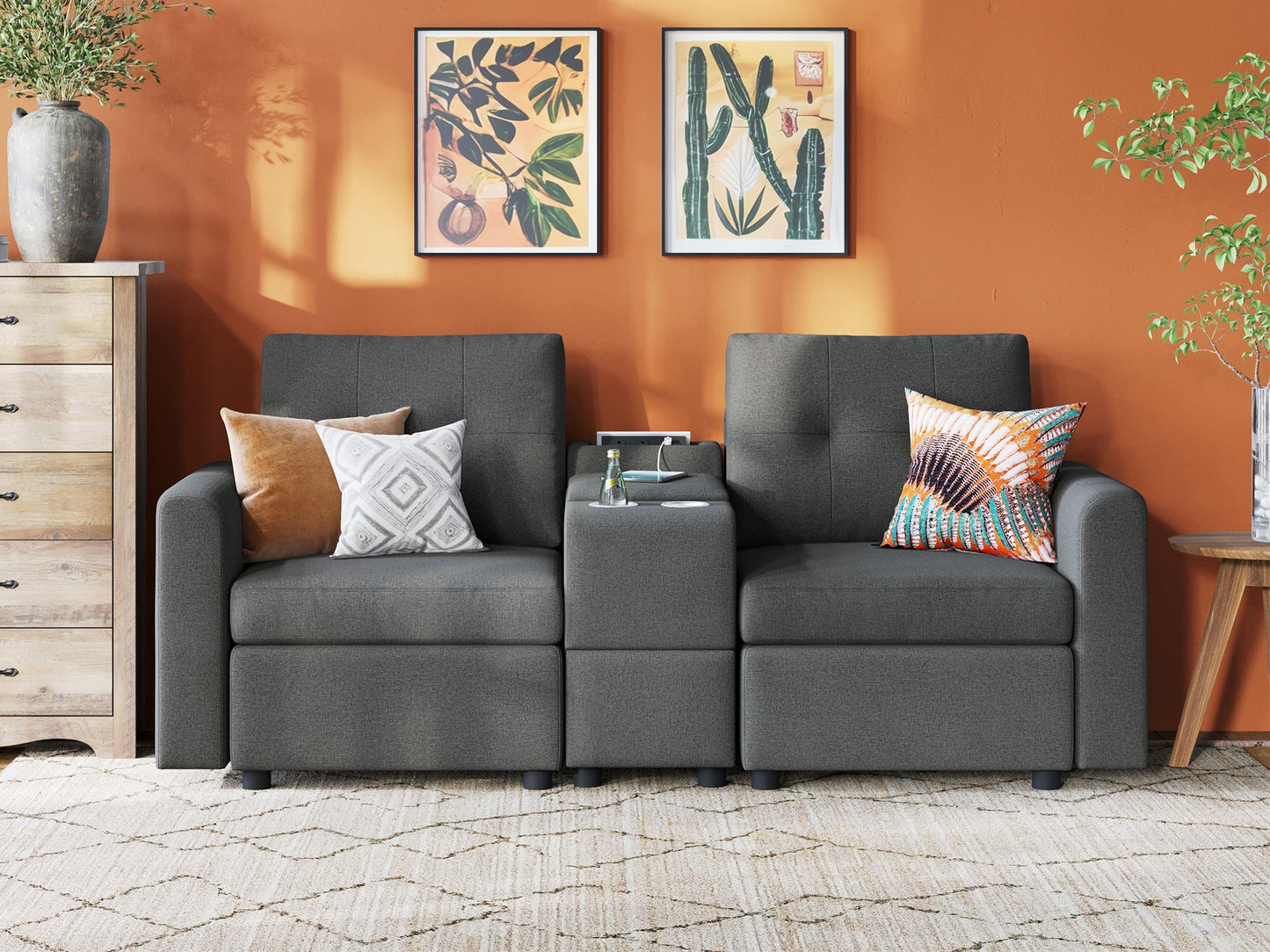 LINSY HOME RUBIK III 2 Seats with Console - US-LH-SPF-Sofa-S800-F-20101-0-00