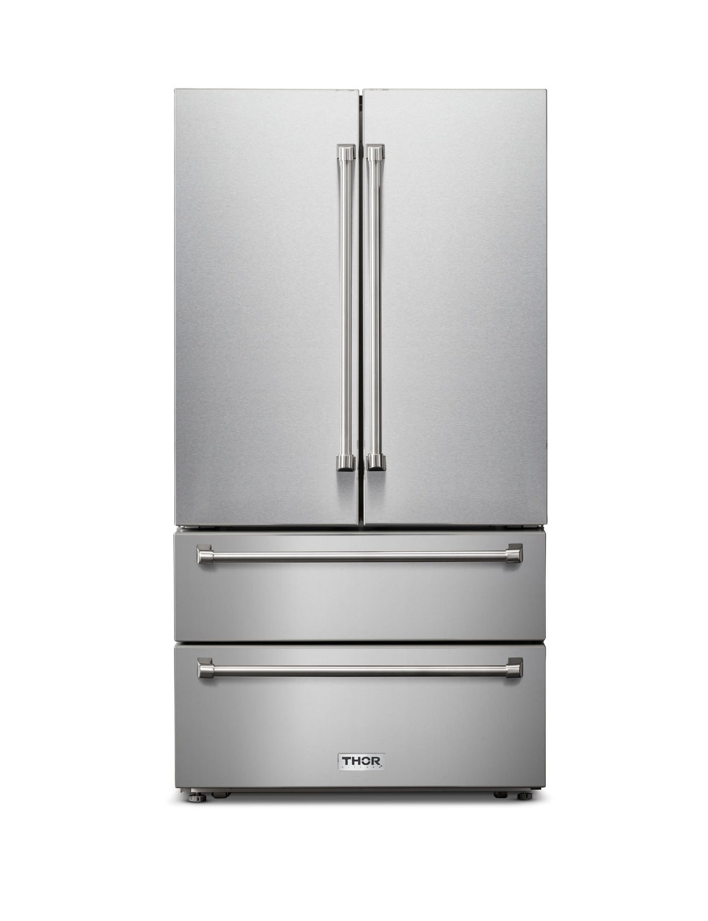 Thor Kitchen 5-Piece Appliance Package - 30-Inch Propane Gas Range, French Door Refrigerator, Wall Mount Hood, Dishwasher, and Microwave Drawer in Stainless Steel - APR5-LRG30B-LP