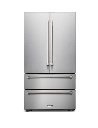 Thor Kitchen 3-Piece Appliance Package - 36-Inch Propane Gas Range, Dishwasher & Refrigerator in Stainless Steel - APR3-LRG36-LP