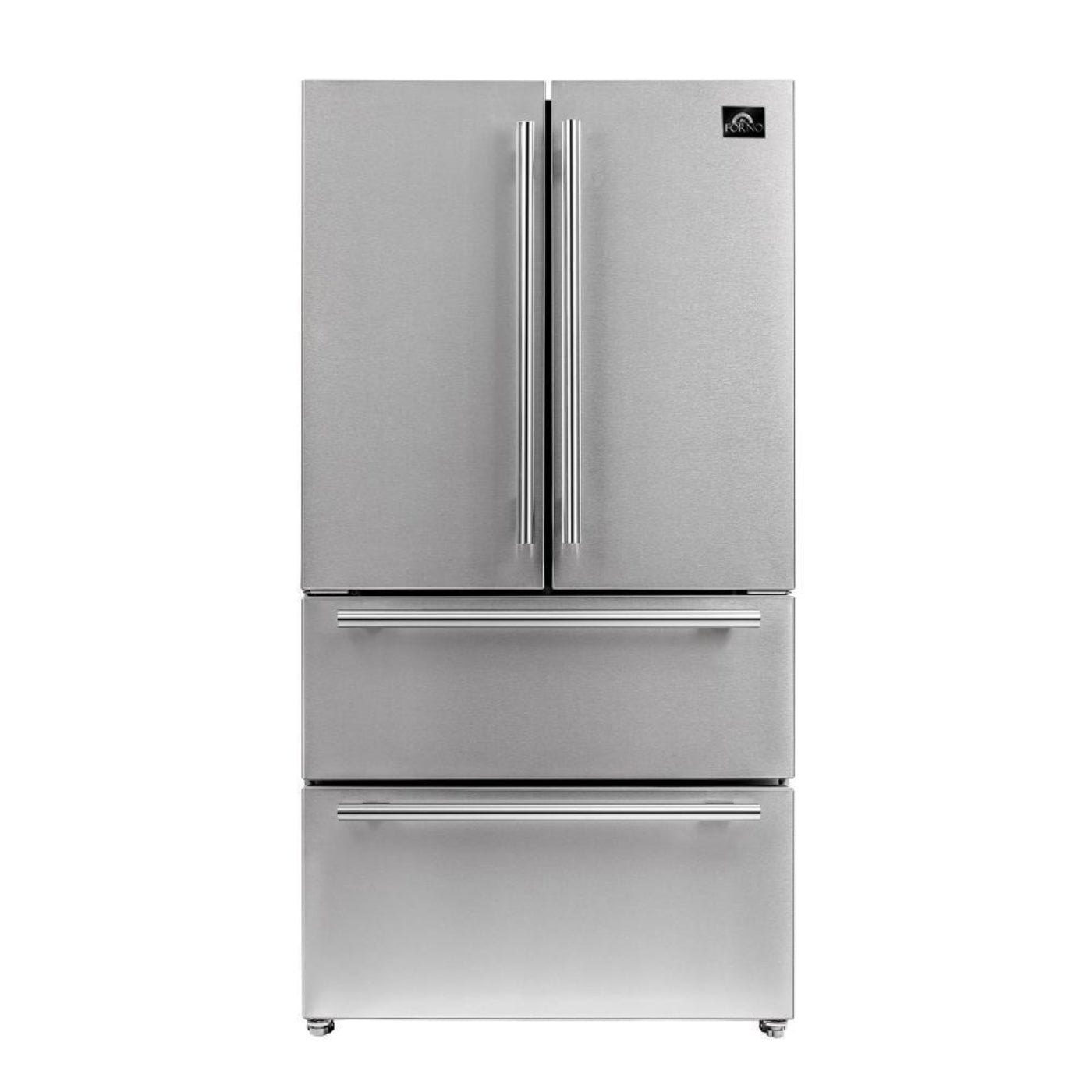 Forno 5-Piece Appliance Package - 36-Inch Gas Range, Refrigerator, Wall Mount Hood, 24-Inch Microwave Drawer, & 3-Rack Dishwasher in Stainless Steel - APR5-6244-36-H-MWD