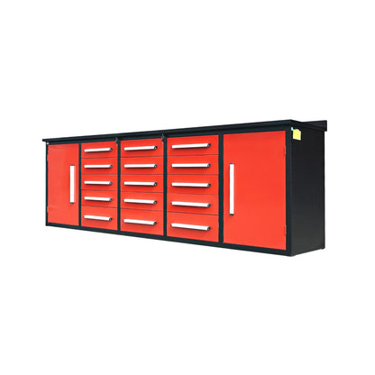 Chery Industrial 10ft Workbench Storage Cabinet with 15 Drawers & 2 Cabinets - WW000179