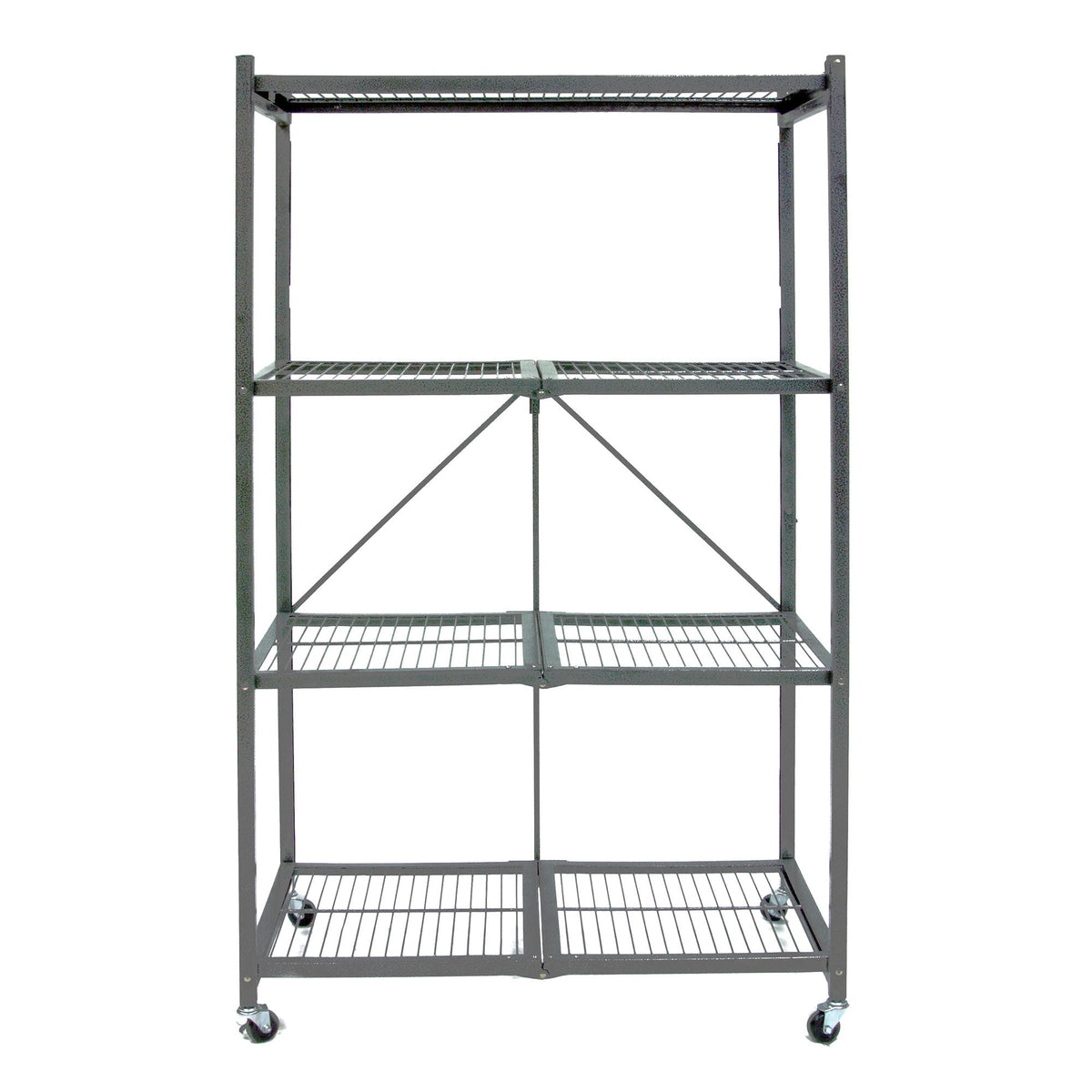 Origami 4 Tier Multipurpose Folding Storage Rack with Wheels, 4 Pack, Gray - 414443