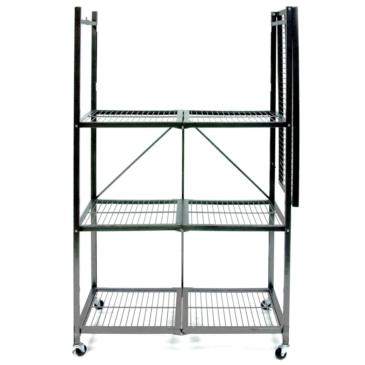 Origami 4 Tier Multipurpose Folding Storage Rack with Wheels, 3 Pack, Gray - 414442