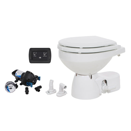 Jabsco Quiet Flush E2 Raw Water Toilet Compact Bowl - 12V - Soft Close Lid  - CWR-102563