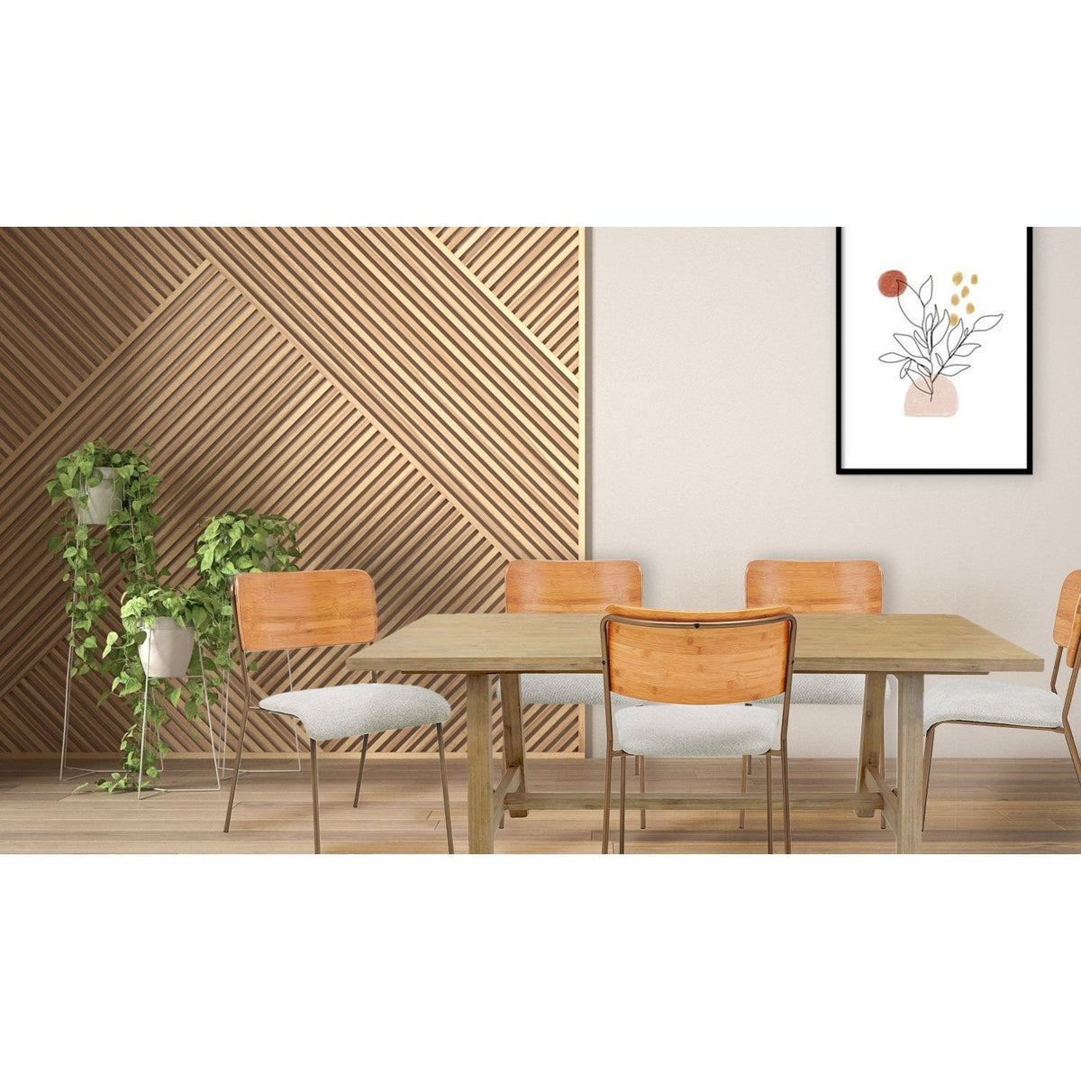 New Pacific Direct Leshia KD Fabric Bamboo Dining Side Chair, (Set of 2) -  1160028-406N