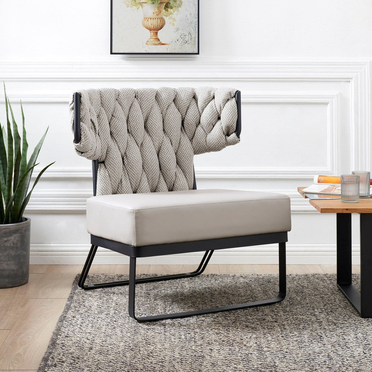New Pacific Direct Leander Fabric/PU Accent Chair -  1240011-5006