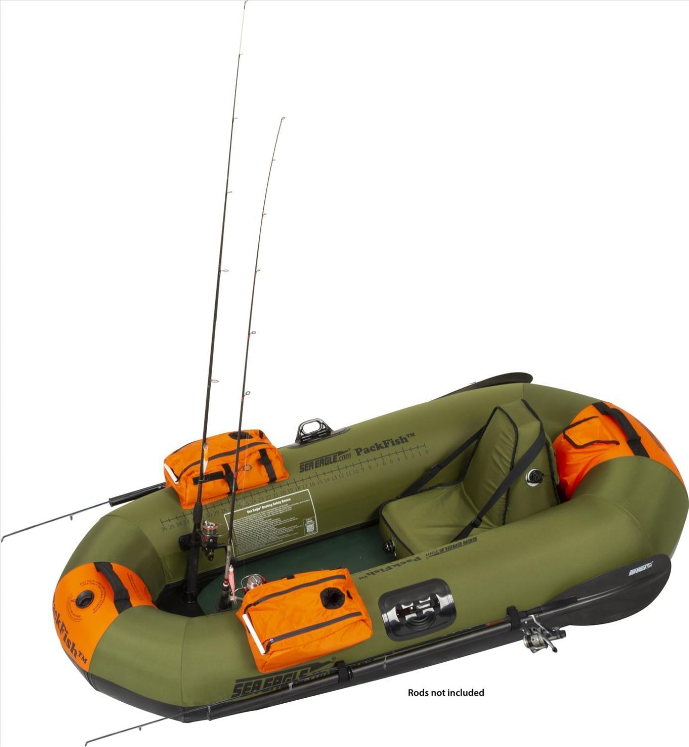 Sea Eagle PackFish 7 Inflatable Boat Pro Fishing Package Green Orange PF7K_P New - PF7K_P