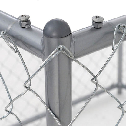 Lucky Dog 10 x 10 Ft Outdoor Steel Chain Link Dog Kennel & Waterproof Roof Cover - 126758