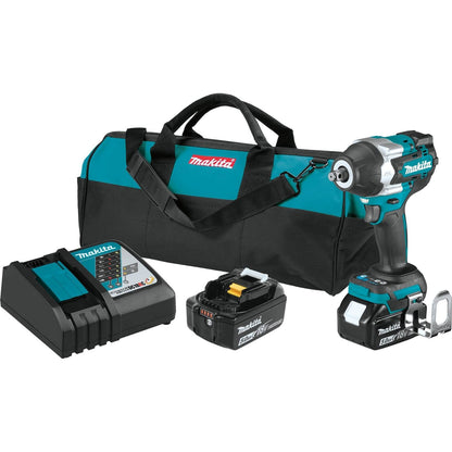 Makita (XWT17T) 18V LXT Lithium-Ion Brushless Cordless 4-Speed Mid-Torque 1/2" Sq. Drive Impact Wrench Kit w/ friction ring anvil - XWT17T