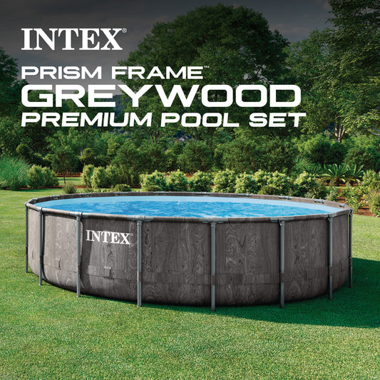 Summer Waves Intex Greywood Prism Frame 18'x48" Round Above Ground Outdoor Swimming Pool Set - 160759