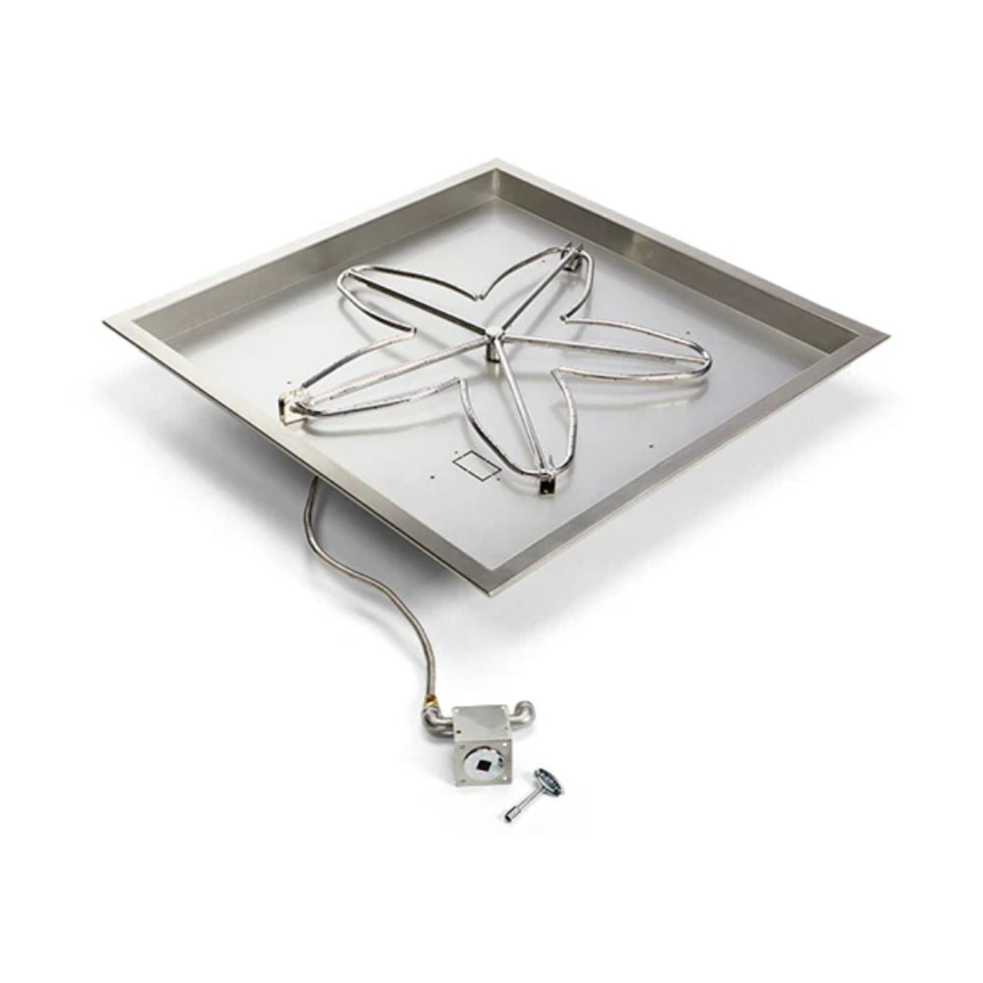 30″ Square Drop In Match Lit Fire Pit Kit - MLFPK30SQBL-FLEX-NG