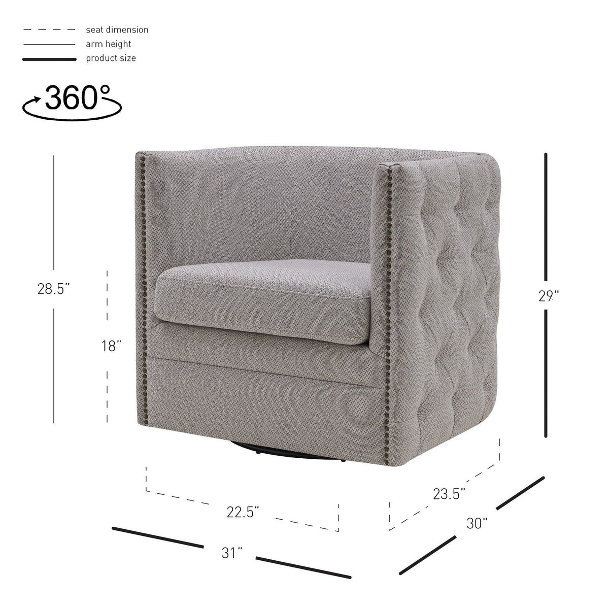 New Pacific Direct Leslie Fabric Swivel Tufted Chair  - 1900148-410