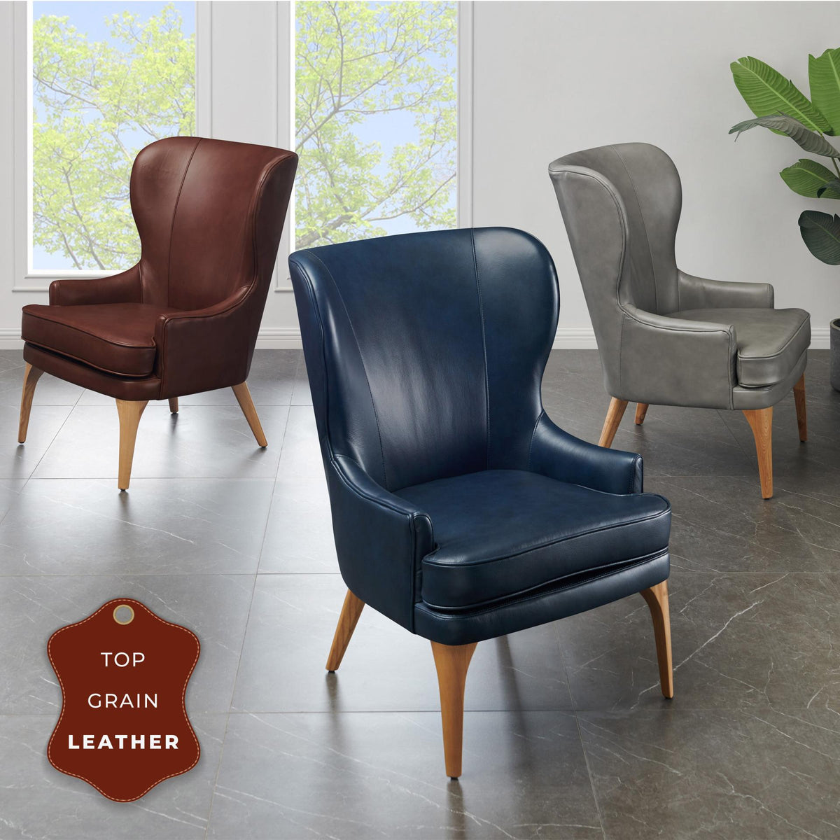 New Pacific Direct Bjorn Top Grain Leather Accent Chair -  1900155-429