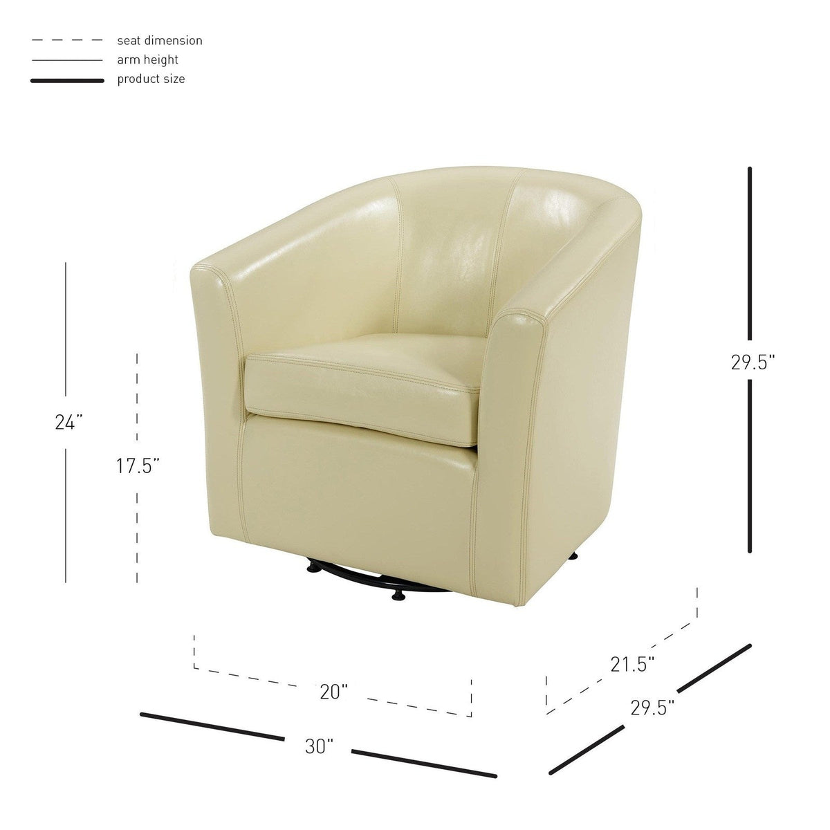 New Pacific Direct Hayden Swivel Bonded Leather Chair  - 193012B-2050