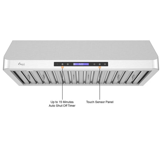 AWOCO RH-S10 Under Cabinet Range Hood Touch Remote Control 10" High 1000 CFM - RH-S10-30