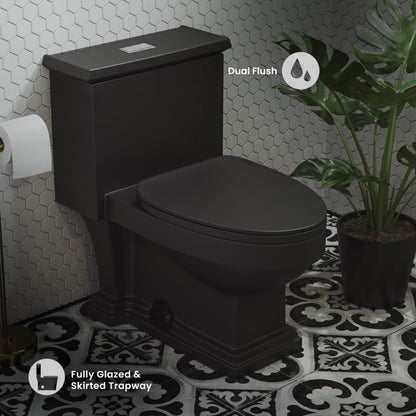Swiss Madison Voltaire One-Piece Elongated Toilet Dual-Flush 1.1/1.6 gpf in Matte Black - SM-1T113MB