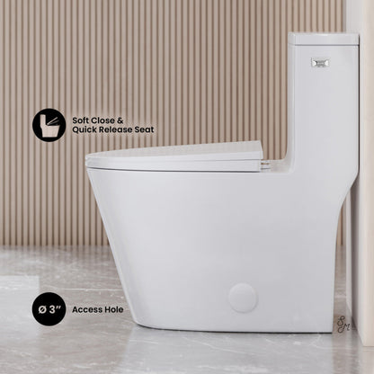 Swiss Madison Dreux One-Piece 12" Rough-in 1.28 GPF Right Flush Elongated Toilet in Glossy White - SM-1T4108GW