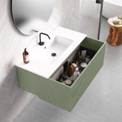 48" Lime Finish Wall Mount Bath Vanity with Linen Cabinet Option Made in Spain