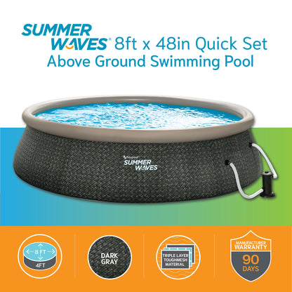 Summer Waves 18ft x 48in Quick Set Ring Above Ground Pool, Dark Gray   - 233741