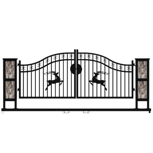 Chery Industrial [BARGAIN] 20ft Wrought Steel Driveway Gate with Post - A_II000079