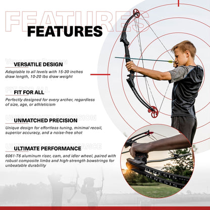Genesis Archery Original Adjustable Right Handed Compound Bow, Black (5 Pack) - 323580